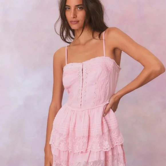 LoveShackFancy 'Nerida' Mini Dress in Pink (NWT) - Picture 10 of 13